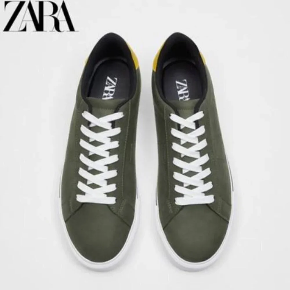 ZARA Men's Comfortable Tennis Shoes Khaki Green Size: 27.6cm USA 10 Eur 43 2282